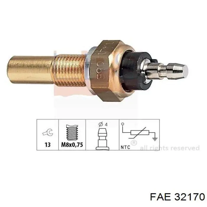 Sensor de temperatura do fluido de esfriamento FAE 32170 preço, a partir de 6,43 USD