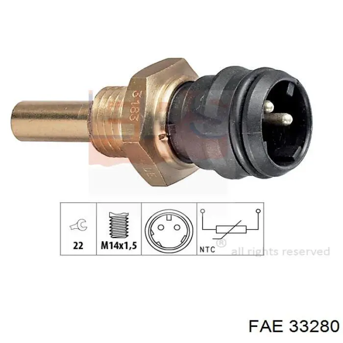Sensor de temperatura do fluido de esfriamento FAE 33280 preço, a partir de 13,97 USD