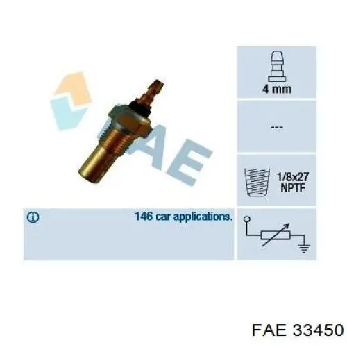 Sensor de temperatura do fluido de esfriamento FAE 33450 preço, a partir de 13,31 USD