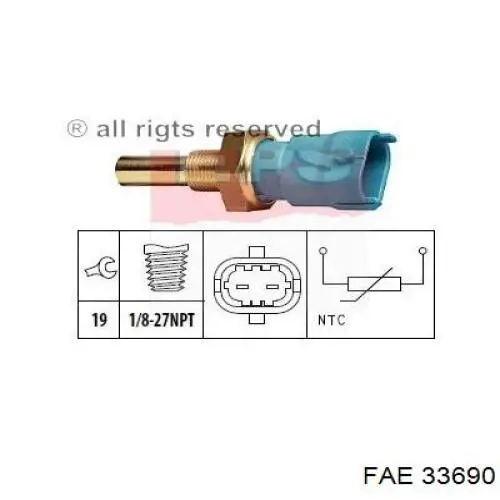 Compre 33690 FAE Sensor de temperatura do fluido de esfriamento