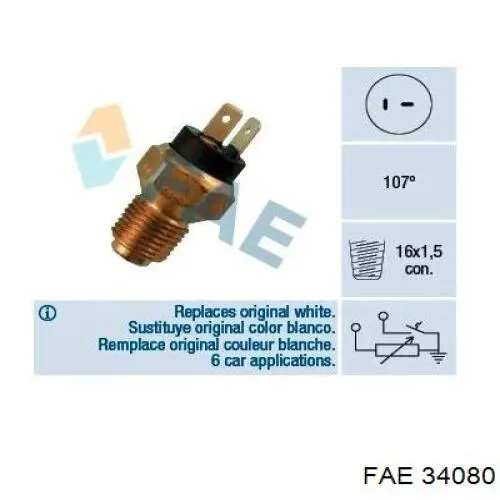 Sensor de temperatura do fluido de esfriamento FAE 34080 preço, a partir de 14,52 USD