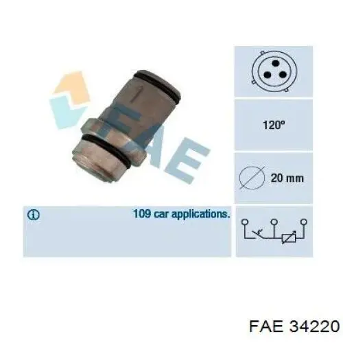 Sensor de temperatura do fluido de esfriamento FAE 34220 preço, a partir de 13,27 USD