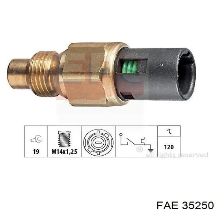 Sensor de temperatura do fluido de esfriamento (de ativação de ventilador do radiador) FAE 35250 preço, a partir de 10,12 USD