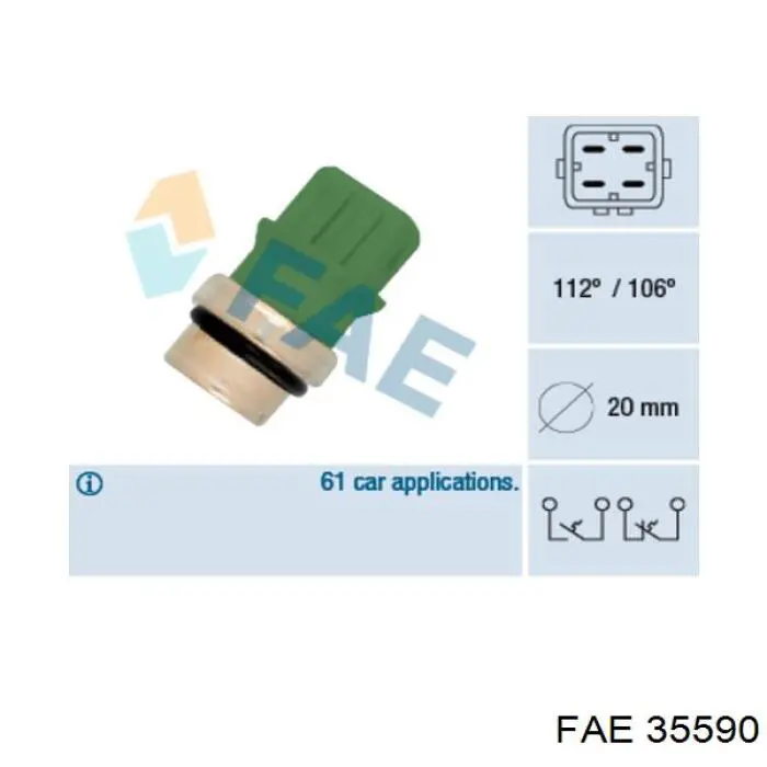 Sensor de temperatura do fluido de esfriamento FAE 35590 preço, a partir de 17,45 USD