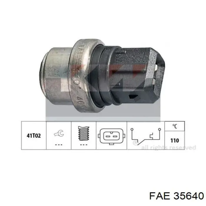 Sensor de temperatura do fluido de esfriamento (de ativação de ventilador do radiador) FAE 35640 preço, a partir de 10,74 USD