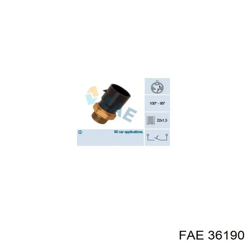 Compre 36190 FAE Sensor de temperatura do fluido de esfriamento (de ativação de ventilador do radiador)