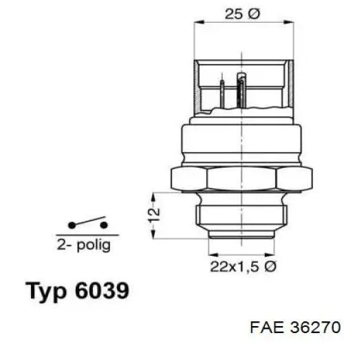 Compre 36270 FAE Sensor de temperatura do fluido de esfriamento (de ativação de ventilador do radiador)