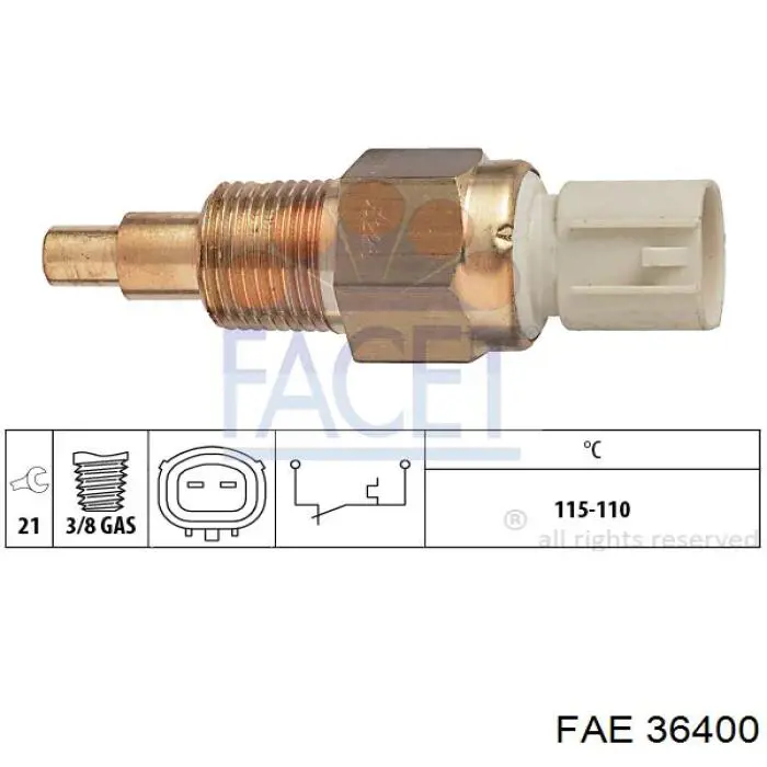 Sensor de temperatura do fluido de esfriamento (de ativação de ventilador do radiador) FAE 36400 preço, a partir de 19,42 USD