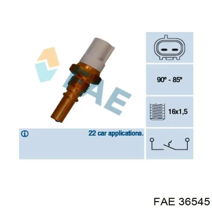 Sensor de temperatura do fluido de esfriamento (de ativação de ventilador do radiador) FAE 36545 preço, a partir de 17,64 USD