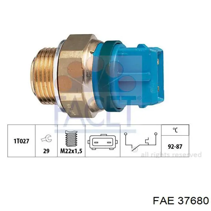 Compre 37680 FAE Sensor de temperatura do fluido de esfriamento (de ativação de ventilador do radiador)