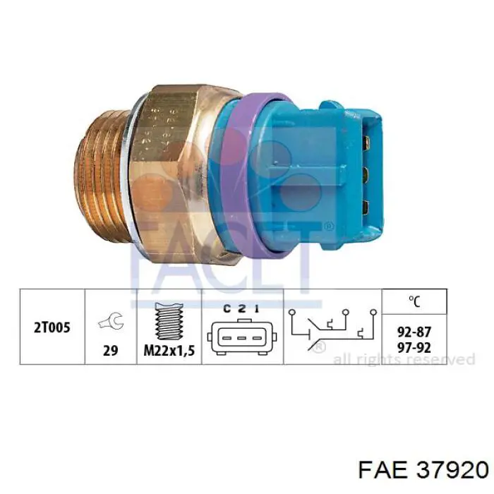 Sensor de temperatura do fluido de esfriamento (de ativação de ventilador do radiador) FAE 37920 preço, a partir de 20,01 USD