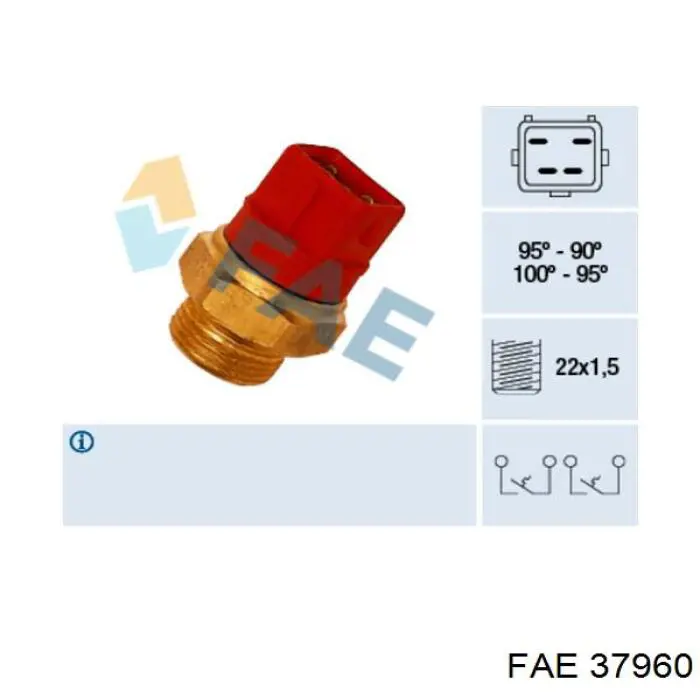 Sensor de temperatura do fluido de esfriamento (de ativação de ventilador do radiador) FAE 37960 preço, a partir de 23,13 USD
