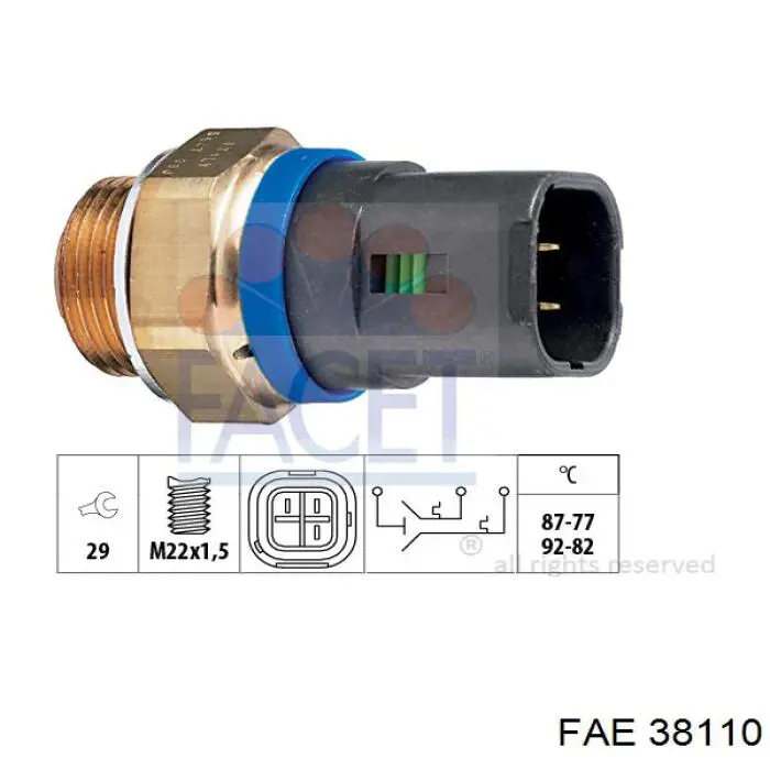 Sensor de temperatura do fluido de esfriamento (de ativação de ventilador do radiador) FAE 38110 preço, a partir de 28,94 USD
