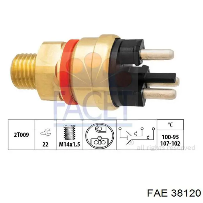 Sensor de temperatura do fluido de esfriamento (de ativação de ventilador do radiador) FAE 38120 preço, a partir de 30,56 USD