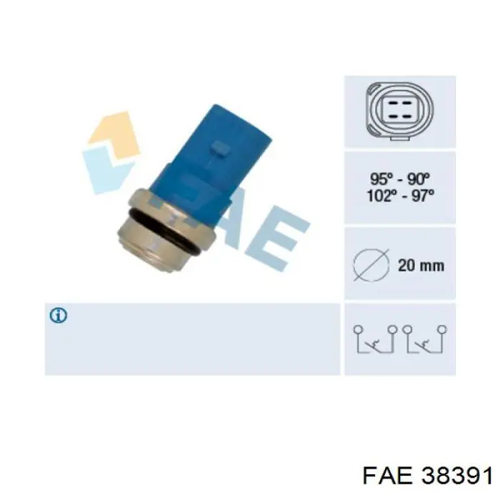 Sensor de temperatura do fluido de esfriamento (de ativação de ventilador do radiador) FAE 38391 preço, a partir de 15,05 USD