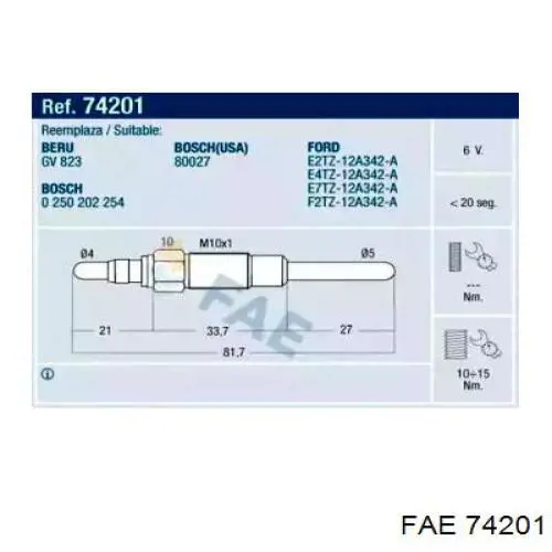 Compre 74201 FAE Vela de incandescência