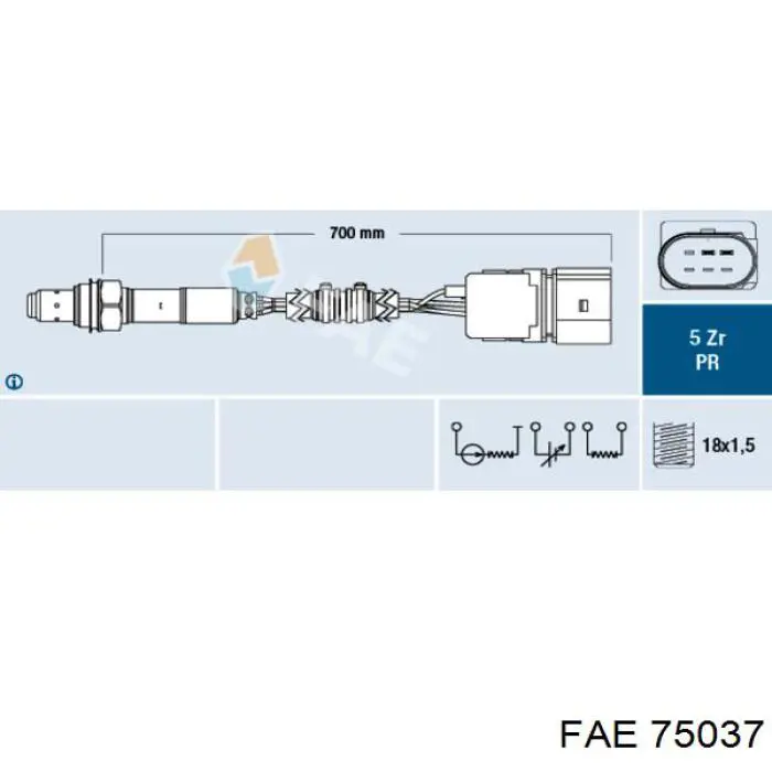 75037 FAE Sonda lambda, sensor de oxigênio até o catalisador