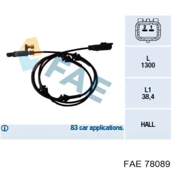 Compre 78089 FAE Sensor dianteiro de ABS
