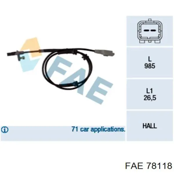 Sensor ABS traseiro FAE 78118 preço, a partir de 40,28 USD