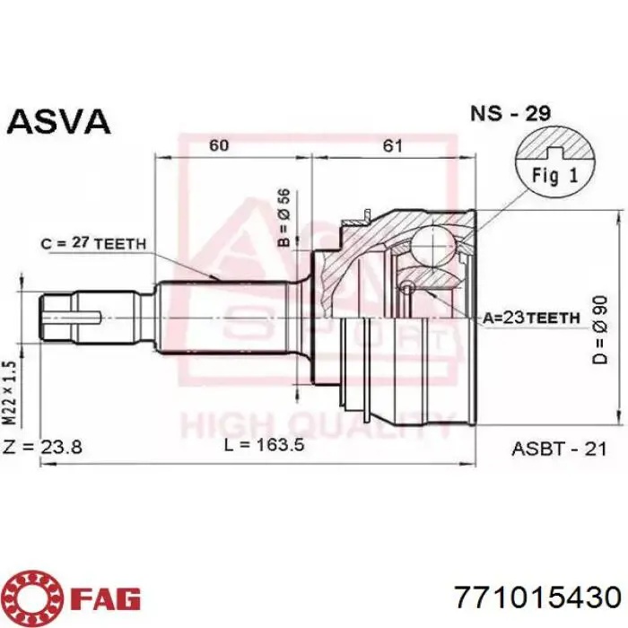 Junta homocinética externa dianteira FAG 771015430 preço, a partir de 37,51 USD