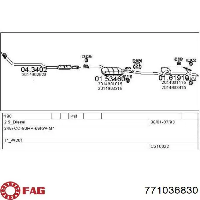 Junta homocinética externa dianteira FAG 771036830