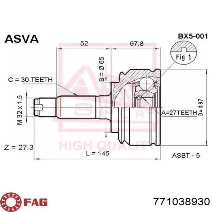 Compre 771038930 FAG Junta homocinética externa dianteira