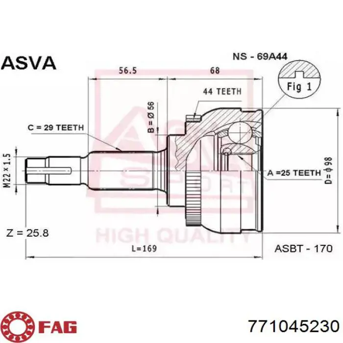 Junta homocinética externa dianteira FAG 771045230 preço, a partir de 59,15 USD