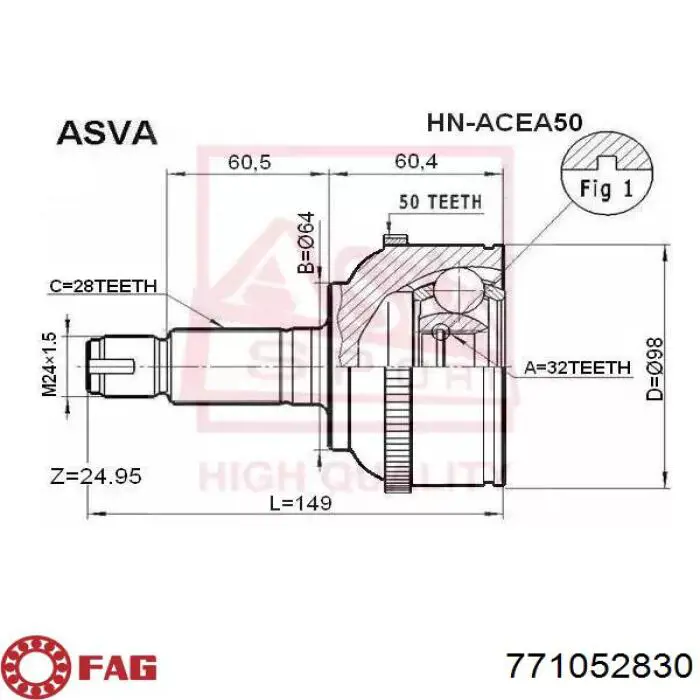 Compre 771052830 FAG Junta homocinética externa dianteira