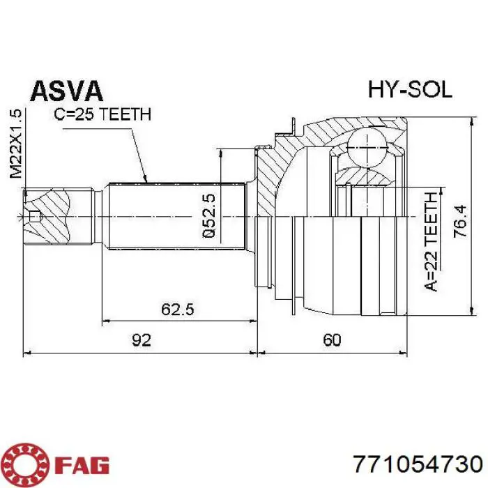 771054730 FAG Junta homocinética externa dianteira