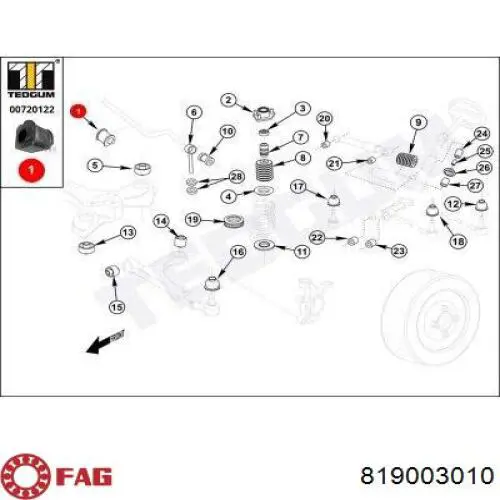 Bucha de estabilizador dianteiro FAG 819003010 preço, a partir de 1,83 USD
