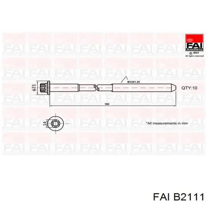 B2111 FAI Parafuso de cabeça de motor (CBC)