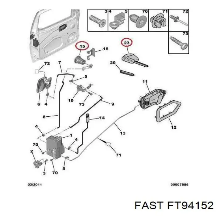Trinco de fecho da porta dianteira Fast FT94152 preço, a partir de 49,04 USD