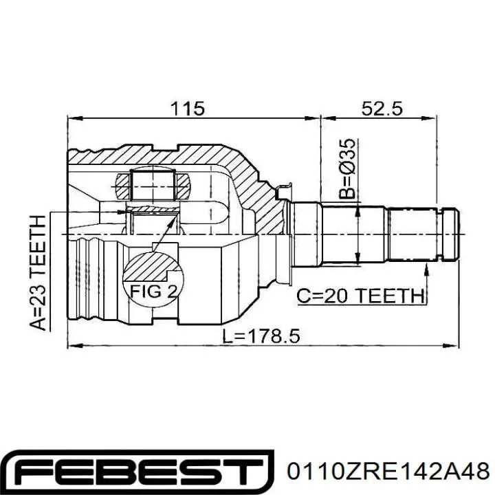 Junta homocinética externa dianteira direita Febest 0110ZRE142A48 preço, a partir de 41,95 USD