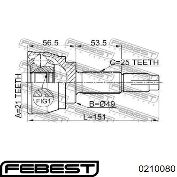 Junta homocinética externa dianteira Febest 0210080 preço, a partir de 83,81 USD