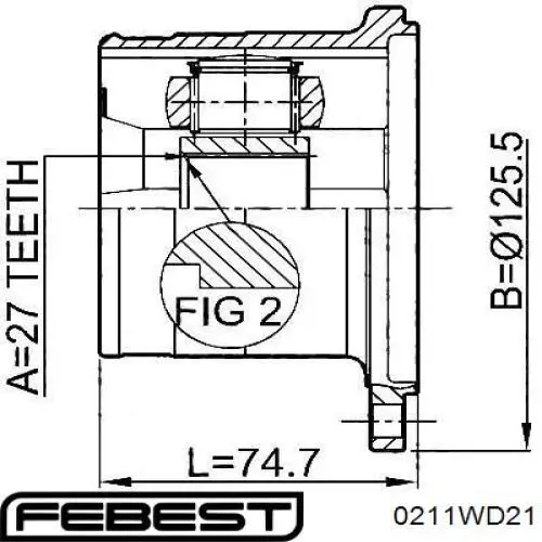Junta homocinética interna dianteira esquerda 641014 GSP