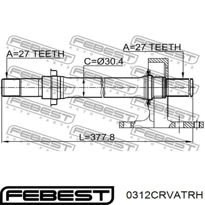 Veio de acionamento do semieixo intermédio Febest 0312CRVATRH preço, a partir de 192,56 USD