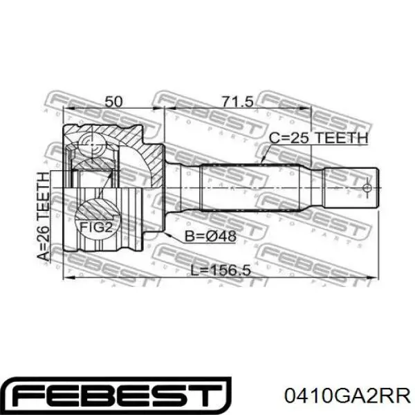 Junta homocinética externa dianteira Febest 0410GA2RR preço, a partir de 56,57 USD
