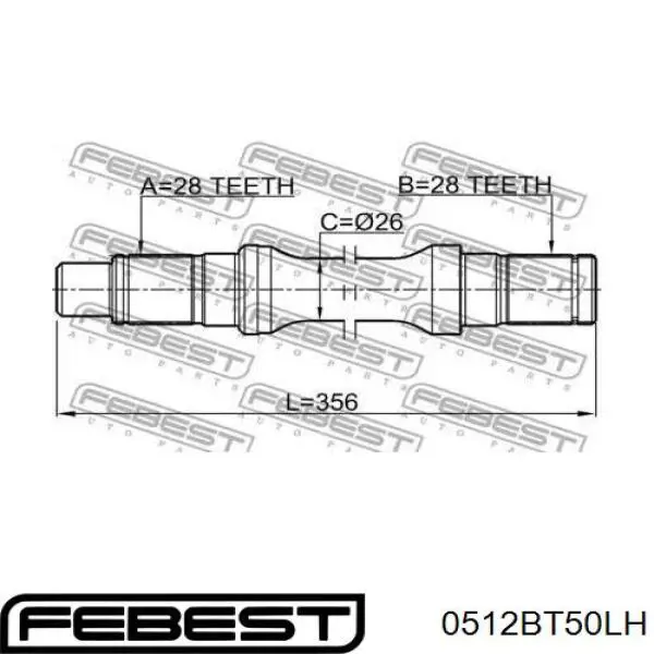 Semieixo (acionador) dianteiro esquerdo Febest 0512BT50LH preço, a partir de 101,33 USD