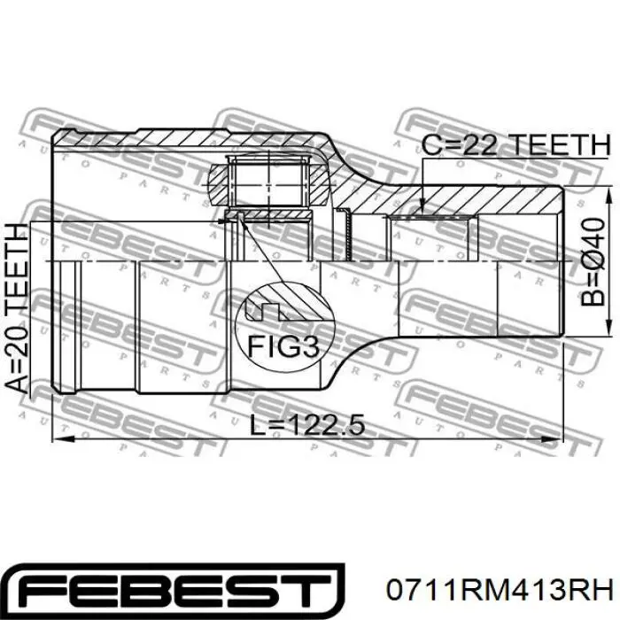 Junta homocinética interna dianteira Febest 0711RM413RH preço, a partir de 120,19 USD