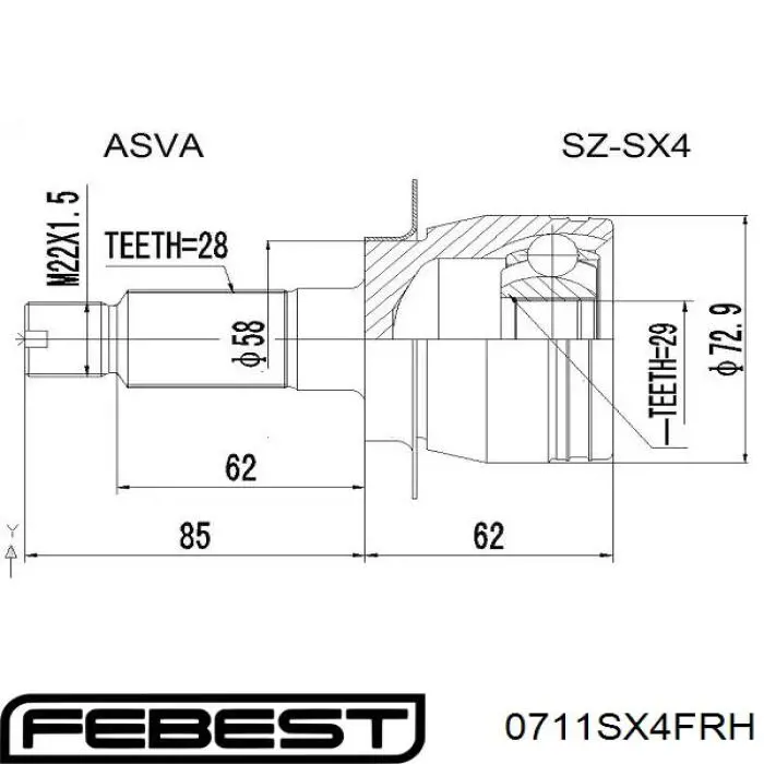 Junta homocinética interna dianteira direita Suzuki 4411780J10 preço, a partir de 217,77 USD