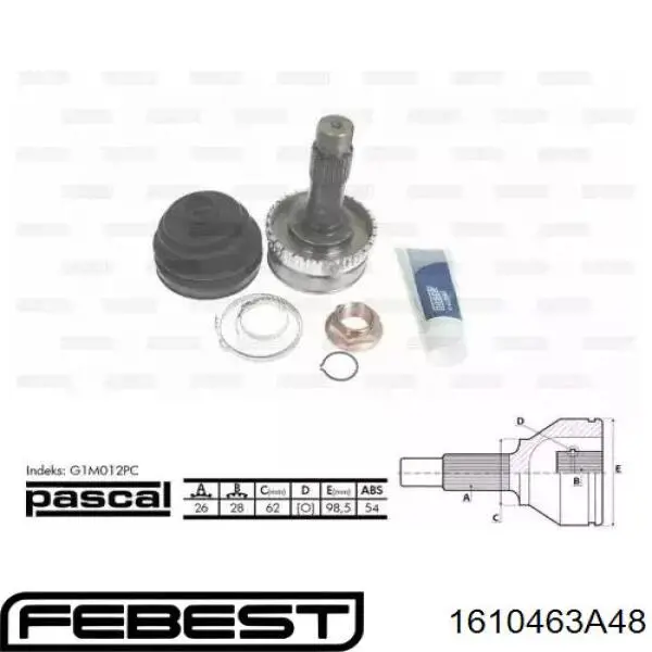 Junta homocinética externa dianteira Febest 1610463A48 preço, a partir de 138,47 USD
