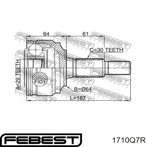 Junta homocinética externa traseira Febest 1710Q7R preço, a partir de 80,64 USD