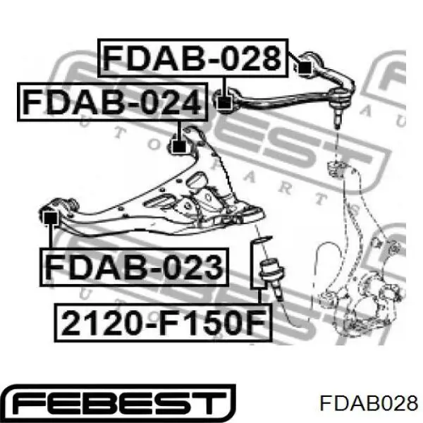 Bloco silencioso dianteiro do braço oscilante superior Febest FDAB028 preço, a partir de 16,59 USD