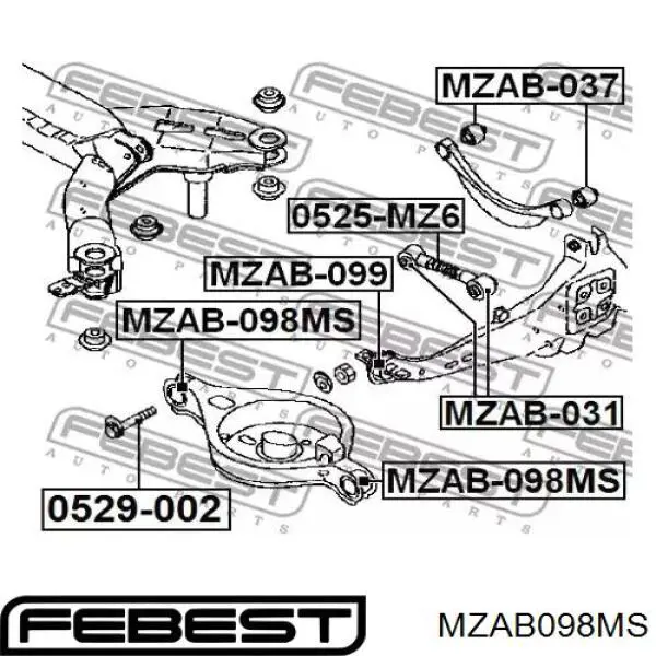 Bloco silencioso do braço oscilante inferior traseiro Febest MZAB098MS preço, a partir de 9,35 USD