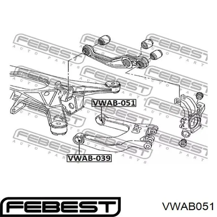 Bloco silencioso do braço oscilante inferior traseiro Febest VWAB051 preço, a partir de 31,57 USD