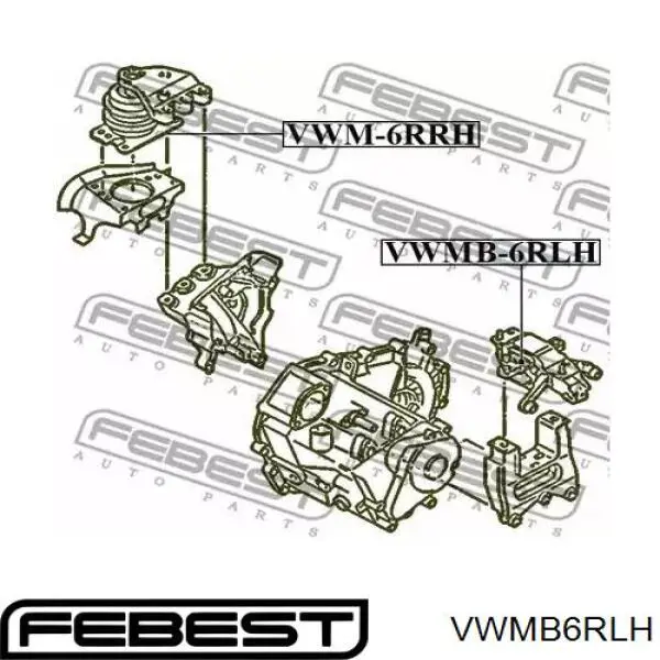 Coxim (suporte) esquerdo traseiro de motor Febest VWMB6RLH preço, a partir de 40,76 USD