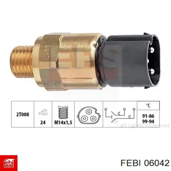 Compre 06042 Febi Sensor de temperatura do fluido de esfriamento (de ativação de ventilador do radiador)