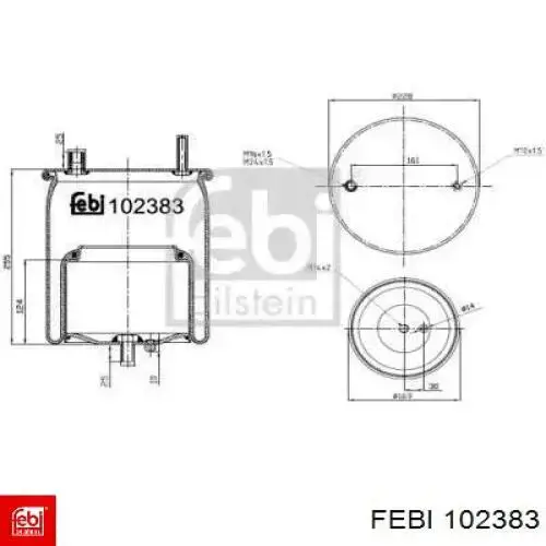 102383 Febi Coxim pneumático (suspensão de lâminas pneumática) do eixo