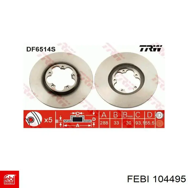 Compre 104495 Febi Disco do freio dianteiro