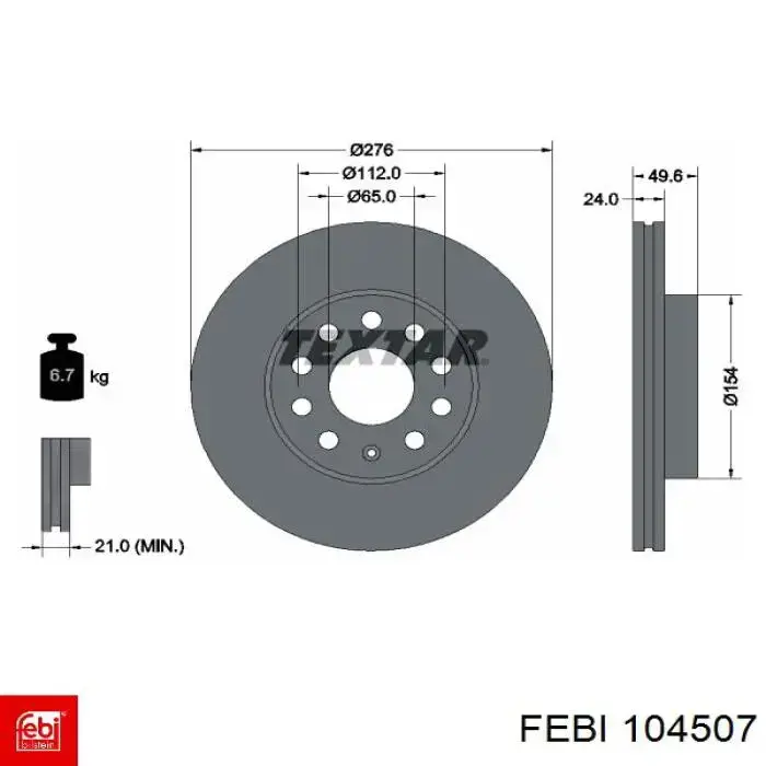 104507 Febi Disco do freio dianteiro